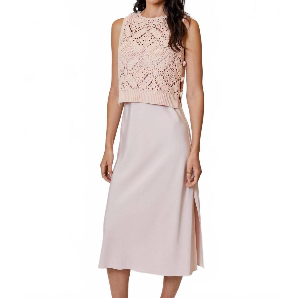 NEW DH NEW YORK silk dress with sweater in light pink